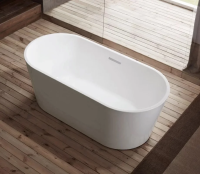 Акриловая ванна ARROW A1702TQU1 170x80 см, отдельностоящая, белая, овальная, со сливом-переливом, с донным клапаном