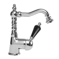 Смеситель Cezares Vintage VINTAGE-BSM2-01-Sw-N для биде, с донным клапаном, ручка Swarovski Nero, хром