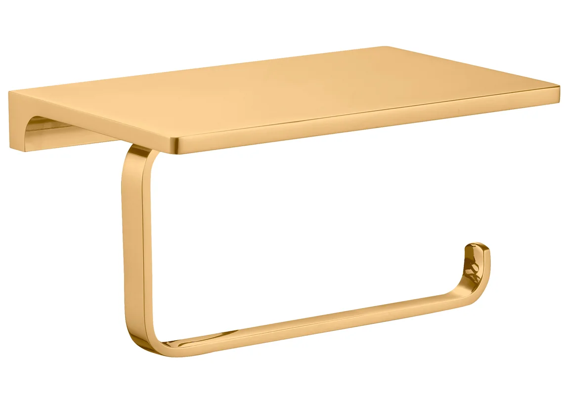 Держатель туалетной бумаги Rav Slezak Nil NLA0403ZK золотистый крацованный, с полочкой