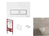 Комплект, TECE, TECEbasic, унитаз+инсталляция+клавиша смыва, цвет унитаза-белый, цвет клавиши-белый глянцевый с хромированным контуром клавиш