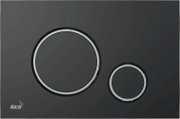 Кнопка для инсталляции AlcaPlast Thin M778 для унитаза, пластиковая, черная матовая оконтовка клавиш хром глянцевый