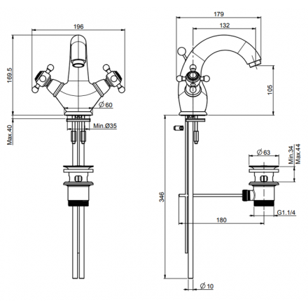 смеситель для раковины fima carlo frattini elizabeth f5091/2or