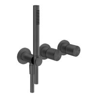 Смеситель Gessi Habito Rigato 70538#706 настенный встраиваемый, однорычажный, с перелючателем на 2 положения, с ручным душем, настенным держателем, цвет Black Metal PVD