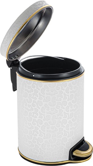 Ведро для мусора Geralis V-FWG-B белое, золото, 5 л