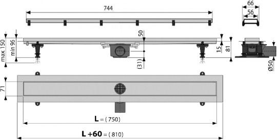 душевой лоток alcaplast double apz13 75 см