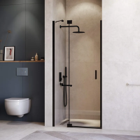 Душевая дверь в нишу RGW Hotel HO-014-B 1400х2000 профиль черный, стекло прозрачное