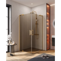 Душевой уголок Cezares Slider SLIDER-AH-2-70/80-80/90-BR-BORO 80-90x70-80 см, профиль золотой матовый, стекло бронза