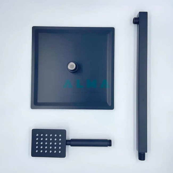 душевая система almaes weber tvz-0808 термостат, черный матовый