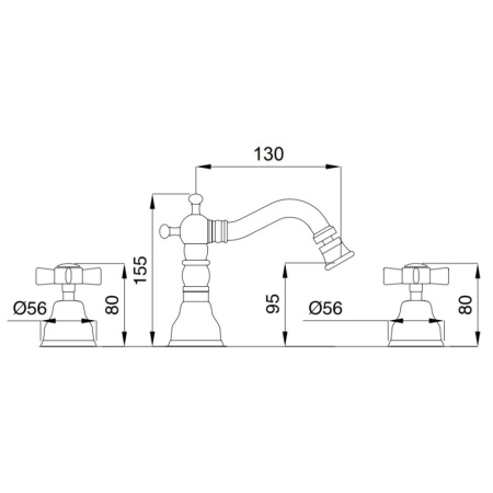 смеситель migliore princeton ml.prn-825.cscr для биде, на 3 отверстия, цвет