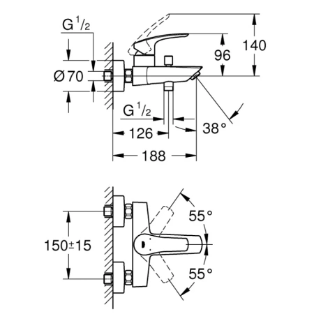 смеситель для ванны grohe eurosmart 33300003