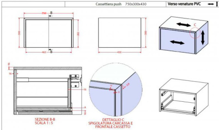 тумба подвесная 75x43x30 cezares tavolone 41787 pino sbiancato