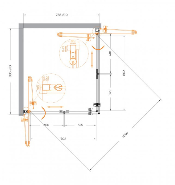 душевой уголок cezares eco 80x100 eco-o-ash-2-80/100-c-cr профиль хром стекло прозрачное
