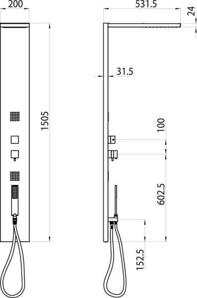 душевая панель bossini manhattan panel 4 termostatico l00897 хром