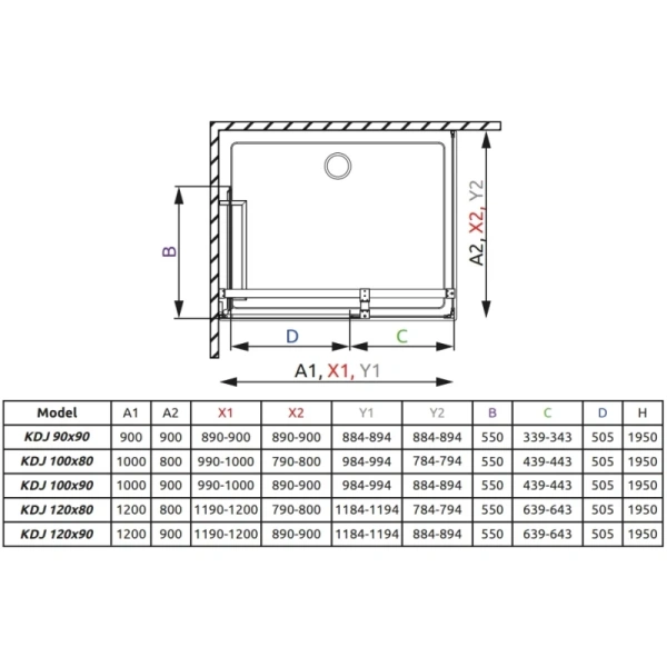 душевой уголок radaway carena kdj 90 l×90 коричневое