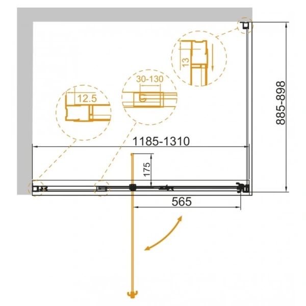 душевой уголок 120/130x90 см cezares variante-ah-1-120/130-90-c-cr прозрачное