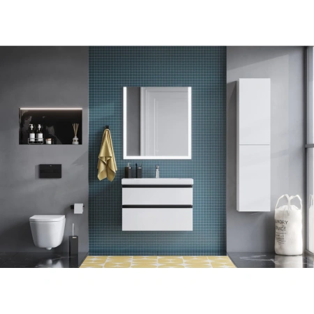 тумба с раковиной белый глянец 80 см roca domi a857459806 + 3270m0004