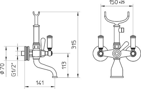 смеситель для ванны с душем bossini liberty z001103.030