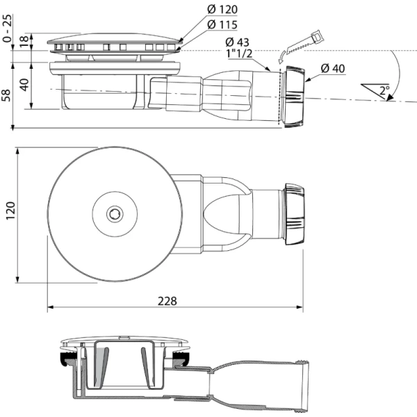 сифон для поддона ø 90 мм radaway r400w