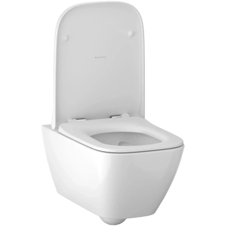 унитаз подвесной geberit smyle square 500.683.01.1 безободковый, с сидением микролифт, цвет белый