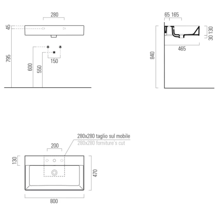 раковина gsi kube x 9422111 подвесная, 80x47 см, bianco lucido (белый глянец)