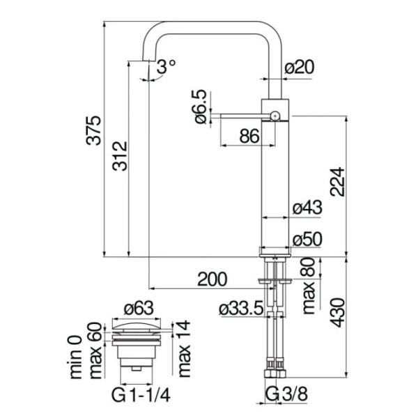 смеситель для раковины nobili velis ve125158/2rcp с донным клапаном, red canyon