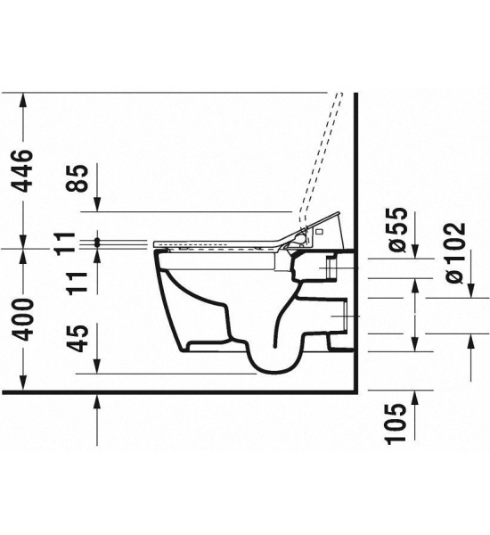 унитаз подвесной duravit me by starck 2529592000, для крышки-биде sensowash, с креплением, цвет белый