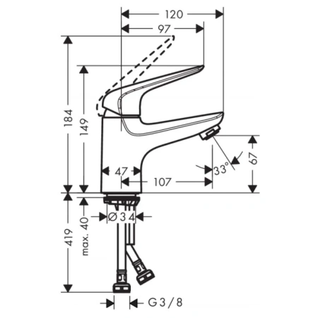 смеситель для раковины с донным клапаном hansgrohe novus 71024000