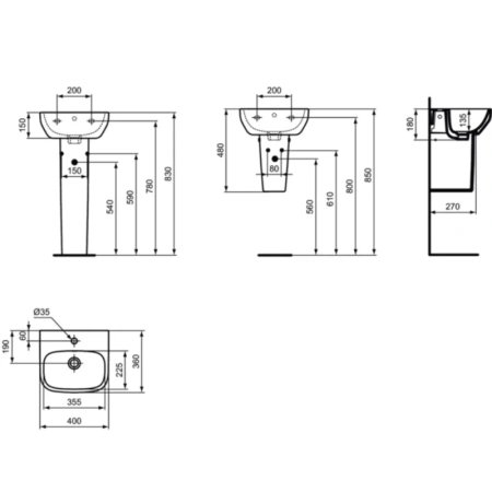 раковина 40х36 см ideal standard i.life a t470801