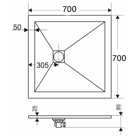 душевой поддон из искусственного камня rgw stone tray st-w 70x70 16152070-01 белый