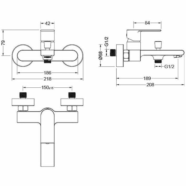 смеситель для ванны aquatek лира aq1440mb черный матовый