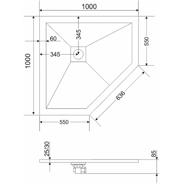 душевой поддон из искусственного камня rgw stone tray st/t-co 100x100 16155100-10 бетон