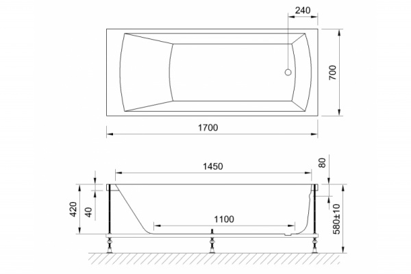 акриловая ванна royal bath vienna standart 170x70 rb953203st с гидромассажем