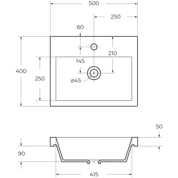 раковина полувстраиваемая belbagno pietra mini 50 bb-500-pm-lvb белая