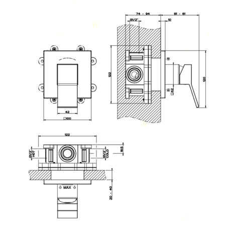 смеситель gessi rettangolo k 53109#031 для душа