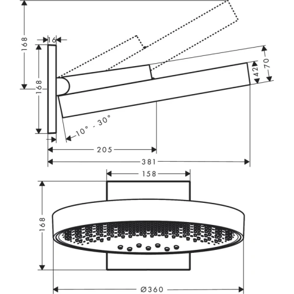 верхний душ hansgrohe rainfinity 360 3jet 26234990