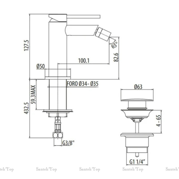смеситель для биде gattoni circle two 9150/91sg золото матовое