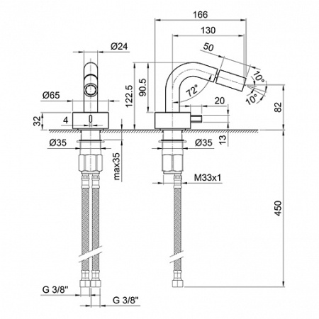 смеситель для биде fantini af/21 27 p6 a008wf золото