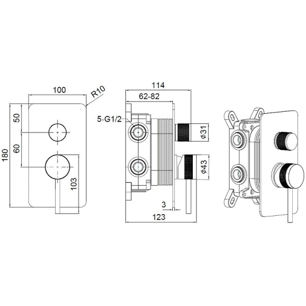 смеситель для душа allen brau priority 5.31a11-mg графит брашированный