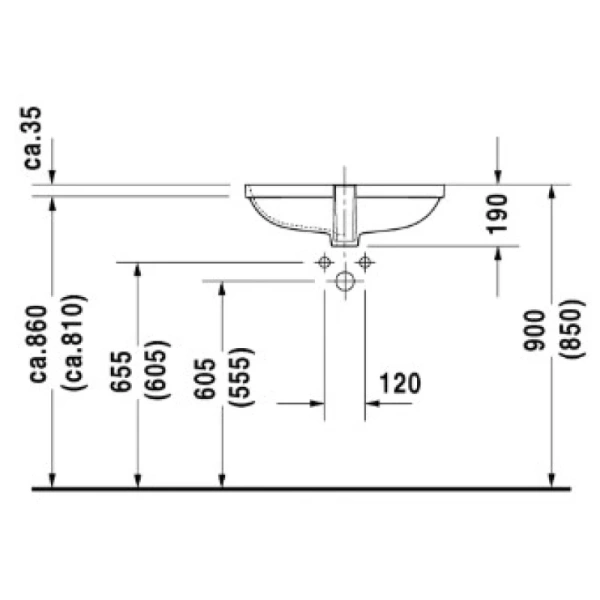 раковина встраиваемая duravit d-code 0338560000 59х45 см, цвет белый