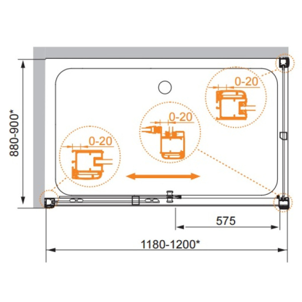 душевой уголок cezares anima 120x90 текстурное стекло anima-w-ah-1-120/90-p-cr