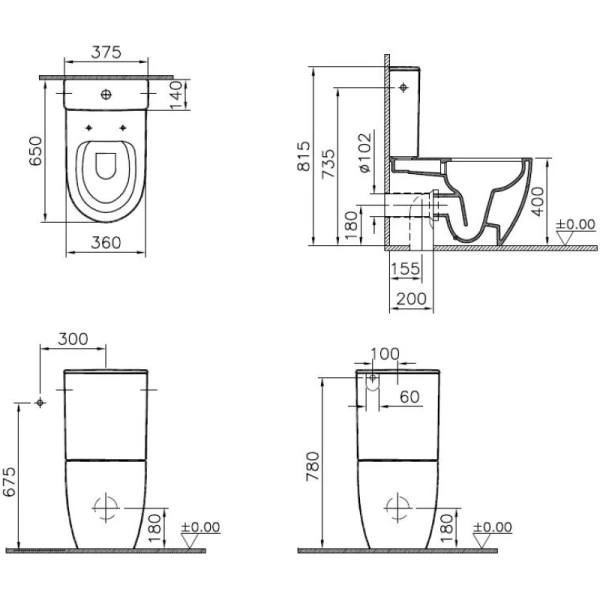 унитаз-компакт vitra sento 9830b003-7203, сиденье с микролифтом