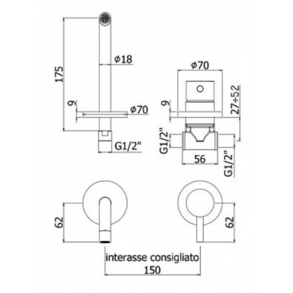 смеситель для раковины paffoni light lig006no70 , цвет черный матовый