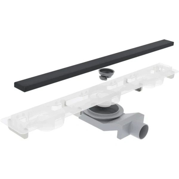душевой трап (лоток) plumberia selection modular psm120no 120 см, с решеткой, 2 в 1 под плитку, черный матовый