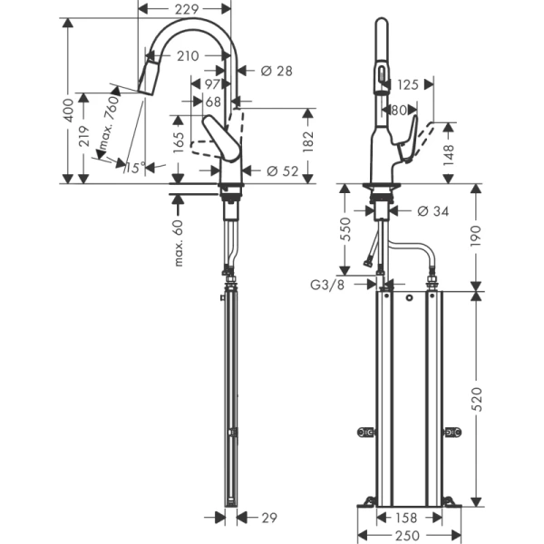 смеситель для кухни hansgrohe focus m42 71820000