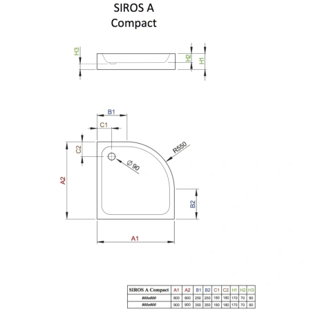душевой поддон 80×80 см radaway siros a compact sba8817-2