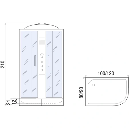 душевая кабина river desna 100x80x26 мт l 10000002556 профиль матовый хром задняя стенка белая