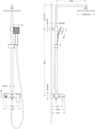душевая стойка timo selene sx-1030/17