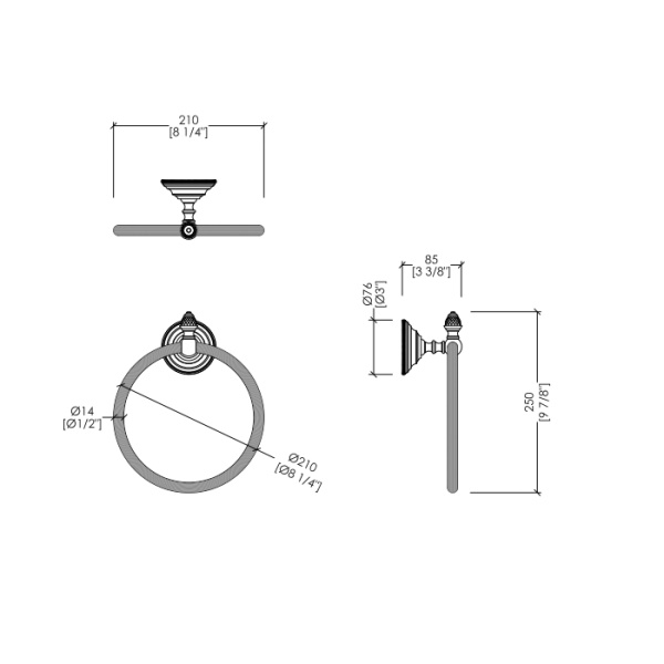Devon&Devon Devon&Devon Diamond Полотенцедержатель - кольцо 21см., подвесной, цвет: никель блестящий
