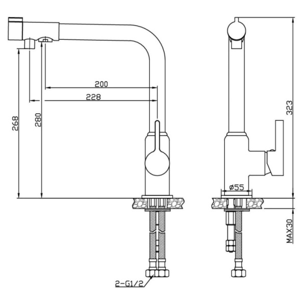 смеситель для кухни esko k23 (k23)