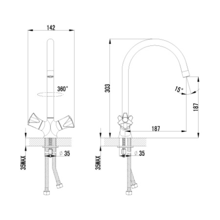 смеситель для кухни c высоким поворотным изливом lemark plus flame lm1005c